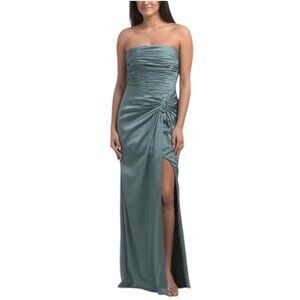 AIDAN MATTOX Strapless Ruched Top Gown With Slit